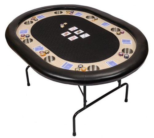 Premium Compact Oval Poker Table - Black